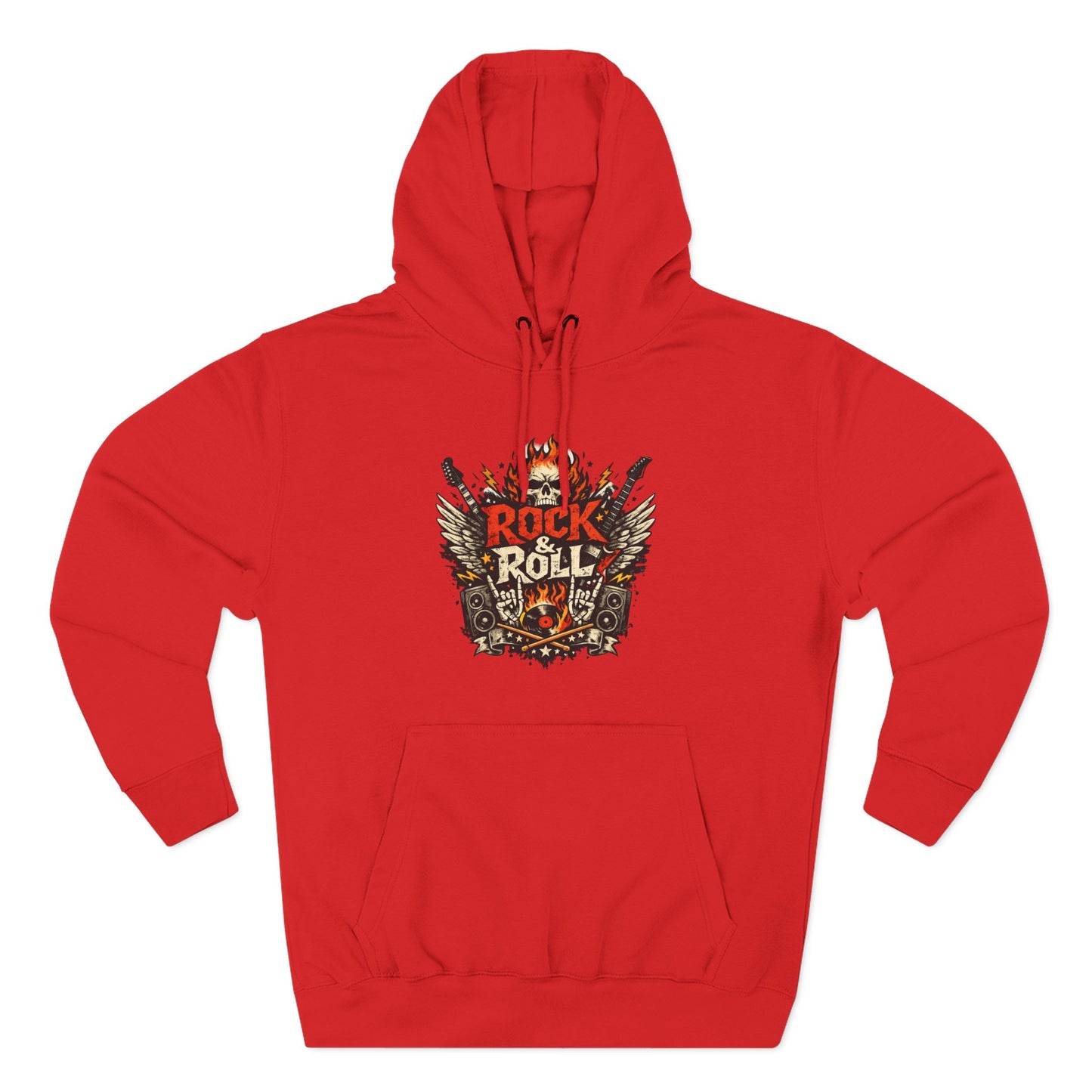 Vintage Rock Crest Hoodie - Y2K Flame Guitar