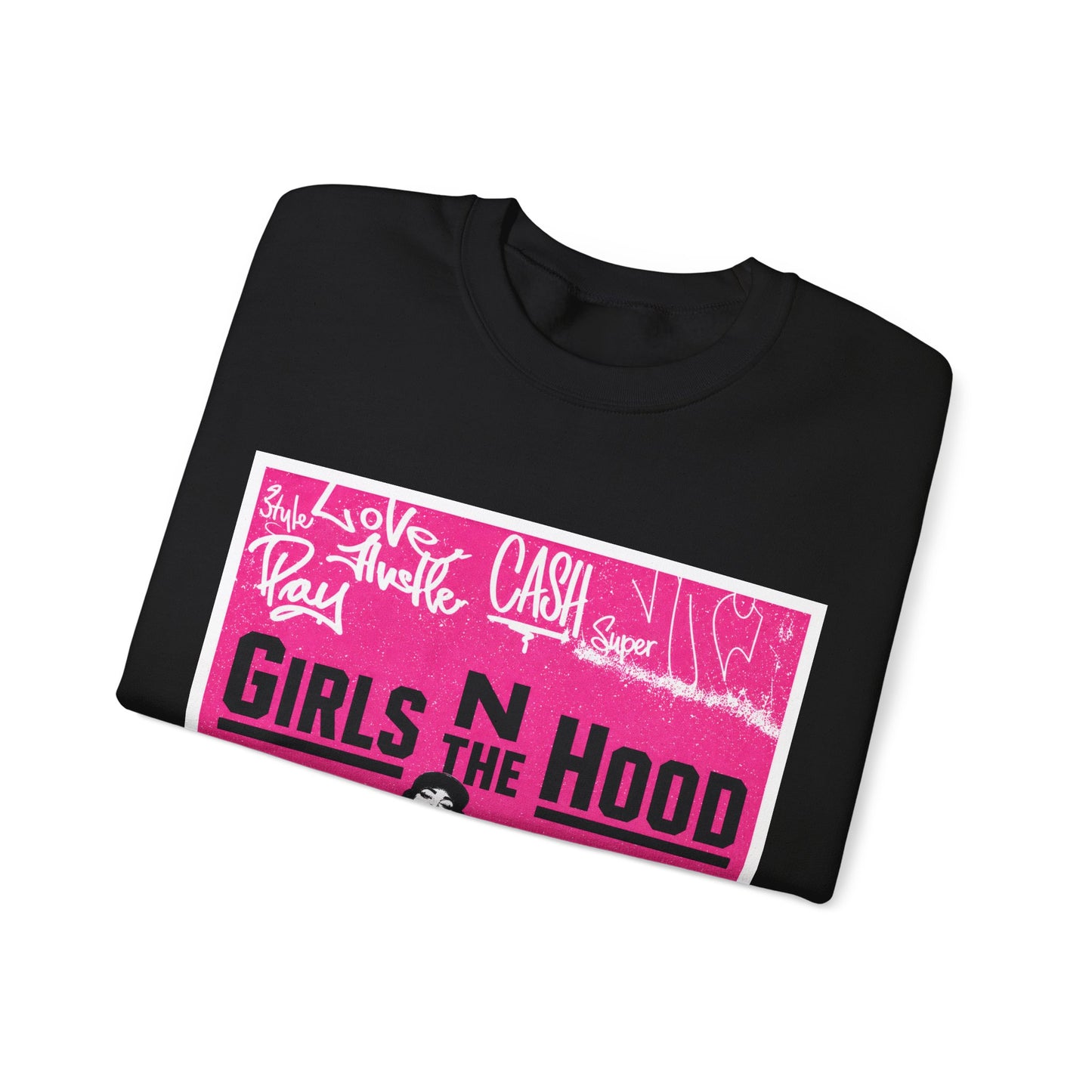 Girls N The Hood Graphic Crewneck – Retro Pink Streetwear Sweatshirt