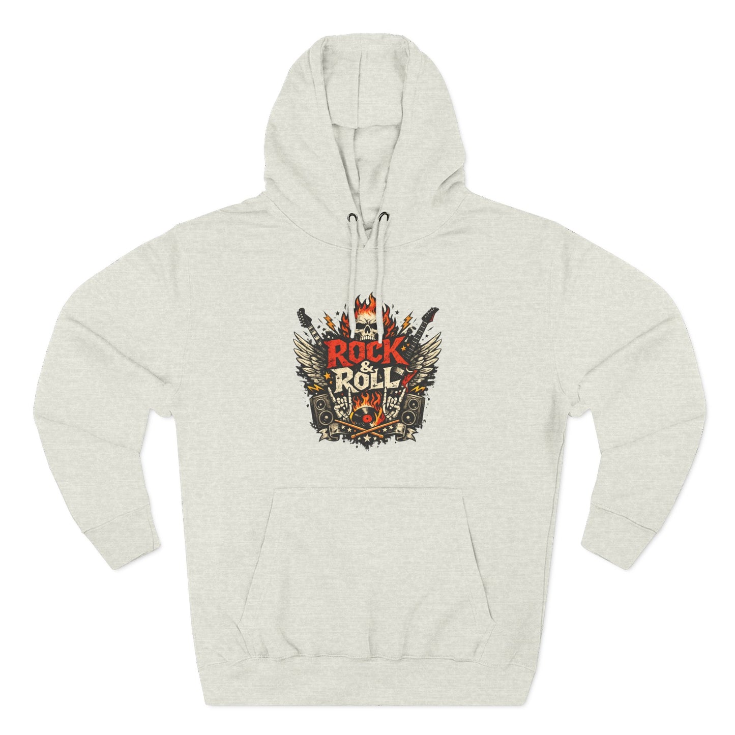 Vintage Rock Crest Hoodie - Y2K Flame Guitar