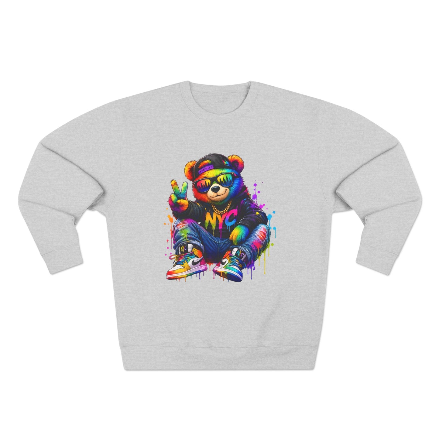 NYC Graffiti Bear Sweatshirt - Colorful Urban Graphic Crewneck