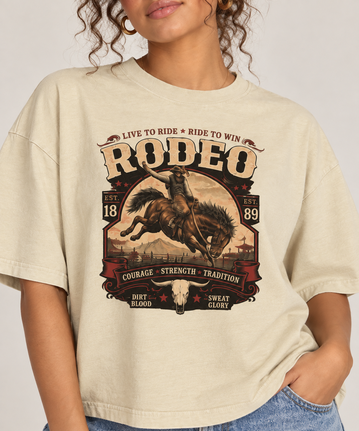 Tee,Tees,boxy,unisex,men,women,girls,boys,juniors,orange,rodeo,country,1889,horse,cowboy,red,tan,black,brown,apricot