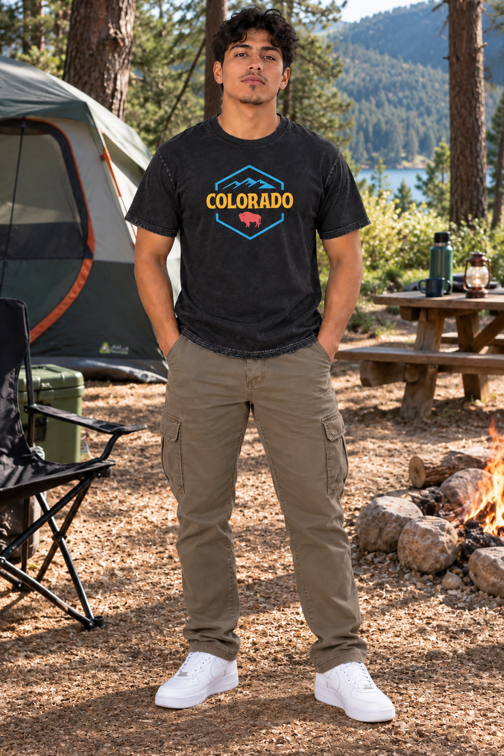 Black,blue,pink,yellow,Tee,Tees,unisex,colorado,bison,mountains,girls,boys,women,men,youth,juniors,outdoors,outdoorsy,salmon,retro,hiking