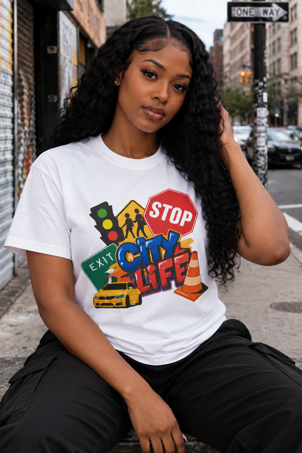 red,black,green,blue,orange,white,colorful,Tees,Tee,signs,car,cone,city,unisex,men,women,girls,boys,street
