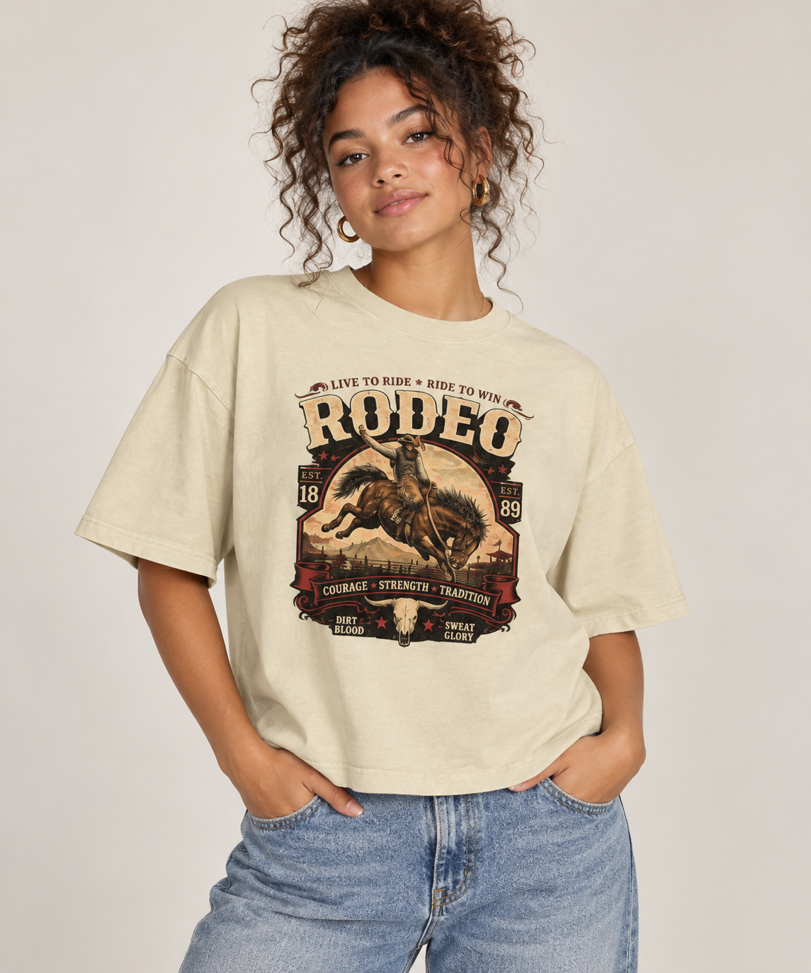 Tee,Tees,boxy,unisex,men,women,girls,boys,juniors,orange,rodeo,country,1889,horse,cowboy,red,tan,black,brown,apricot