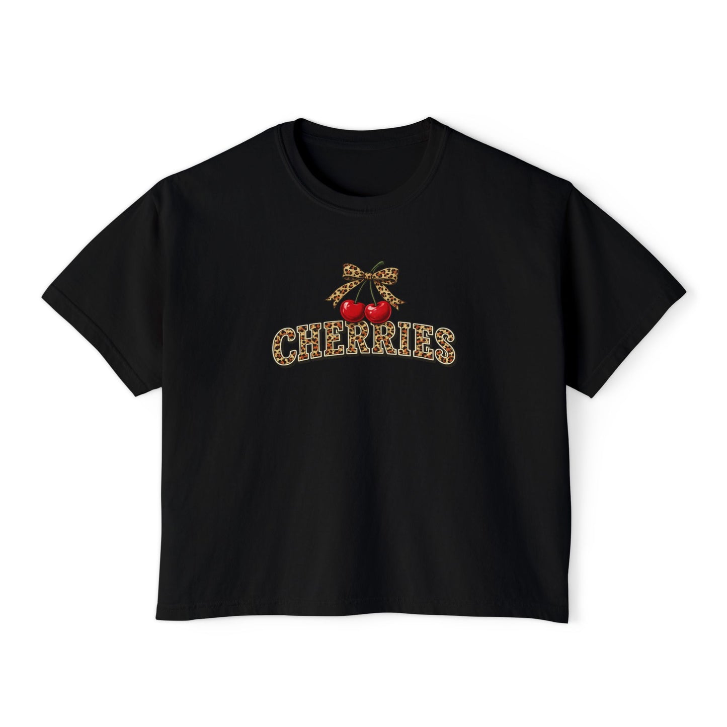 Cherries Boxy Typographic Tee – Minimalist Modern Lifestyle Shirt