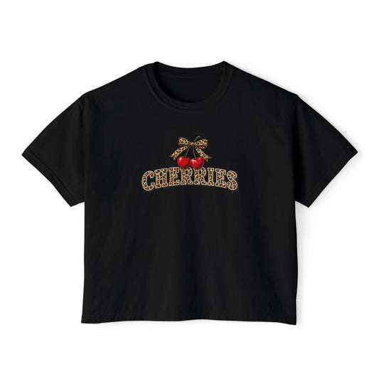 Cherries Boxy Typographic Tee – Minimalist Modern Lifestyle Shirt