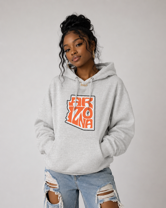 Arizona State Outline Hoodie - Minimalist Desert Graphic Pullover