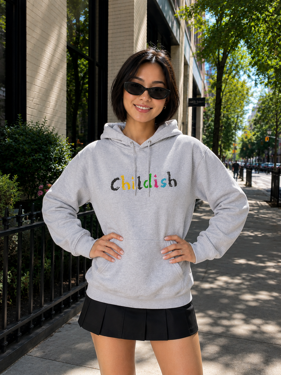 Childish Doodle Graphic Hoodie - Cute Hand Drawn Aesthetic Pullover