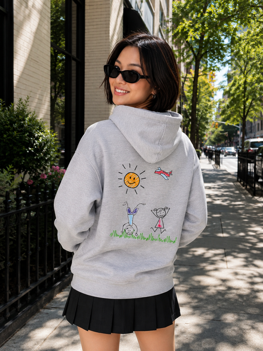 Childish Doodle Graphic Hoodie - Cute Hand Drawn Aesthetic Pullover