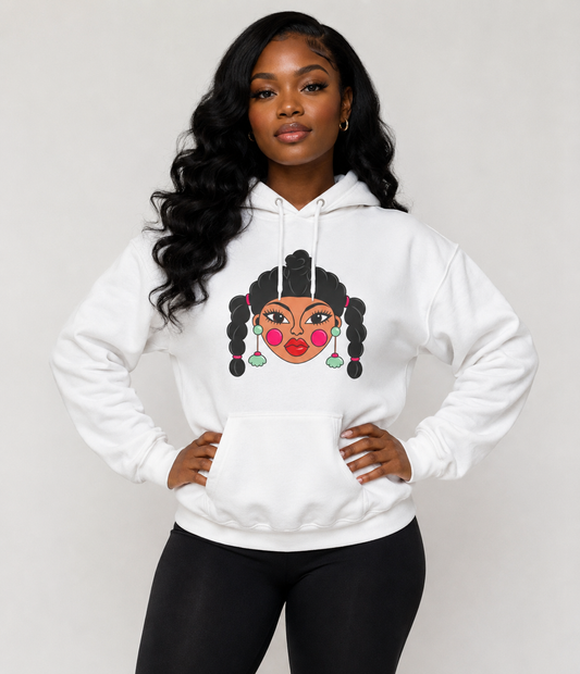 Cyber Portrait Graphic Hoodie – Y2K Aesthetic Pullover