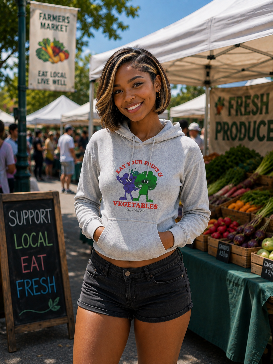 Eat Your Fruits and Vegetables Hoodie - Wellness Lifestyle Graphic Pullover