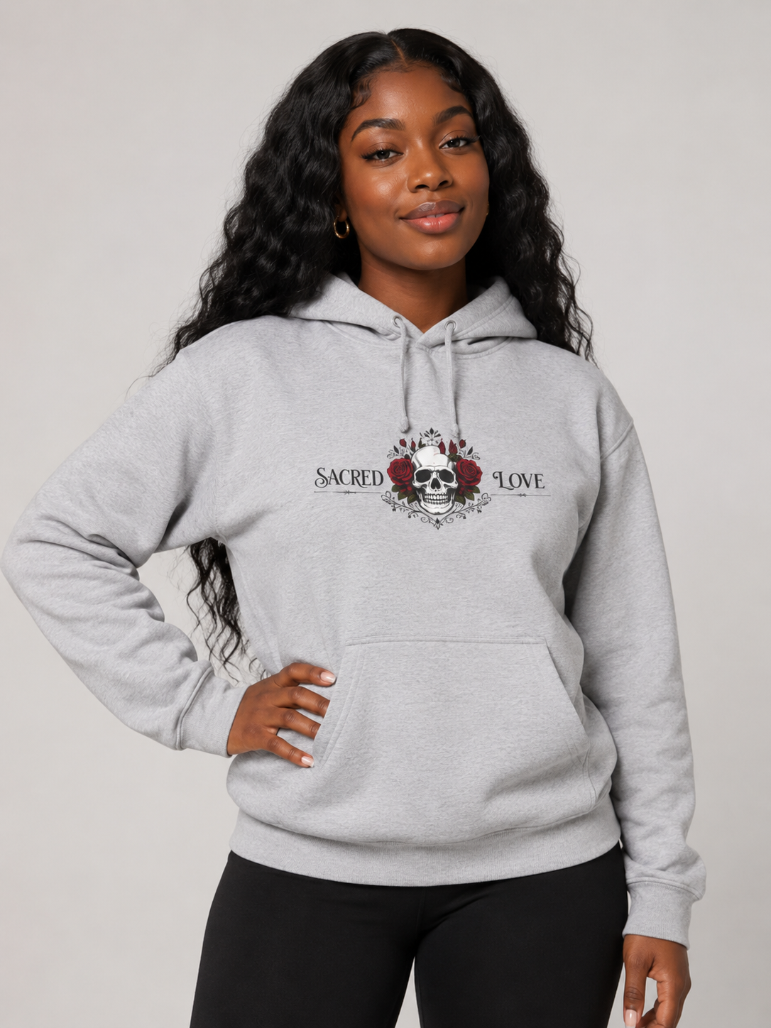 Skull and Roses Graphic Hoodie –  Grunge Aesthetic Streetwear