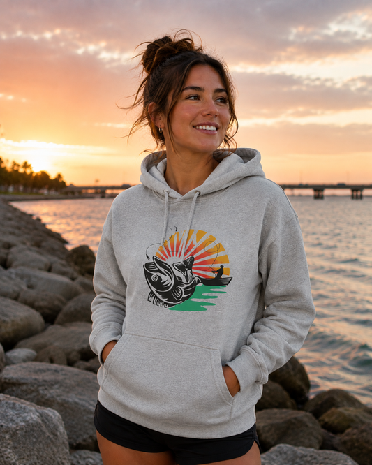 Tarpon Sunrise Fishing Hoodie - Saltwater Angler Graphic Pullover