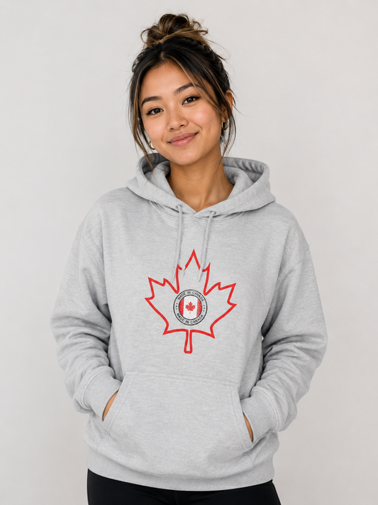 Vintage Canada Maple Leaf Graphic Hoodie – Cozy Unisex Outdoorsy Pullover Sweatshirt