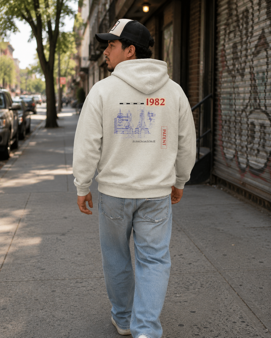 Vintage Patent Blueprint Hoodie - Historical Engineering Graphic Pullover