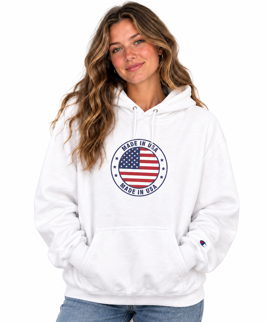 Vintage USA Champion Graphic Hoodie – Cozy Unisex American Heritage Pullover