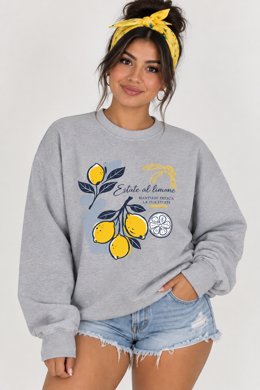 Lemon Botanical Graphic Crewneck Sweatshirt
