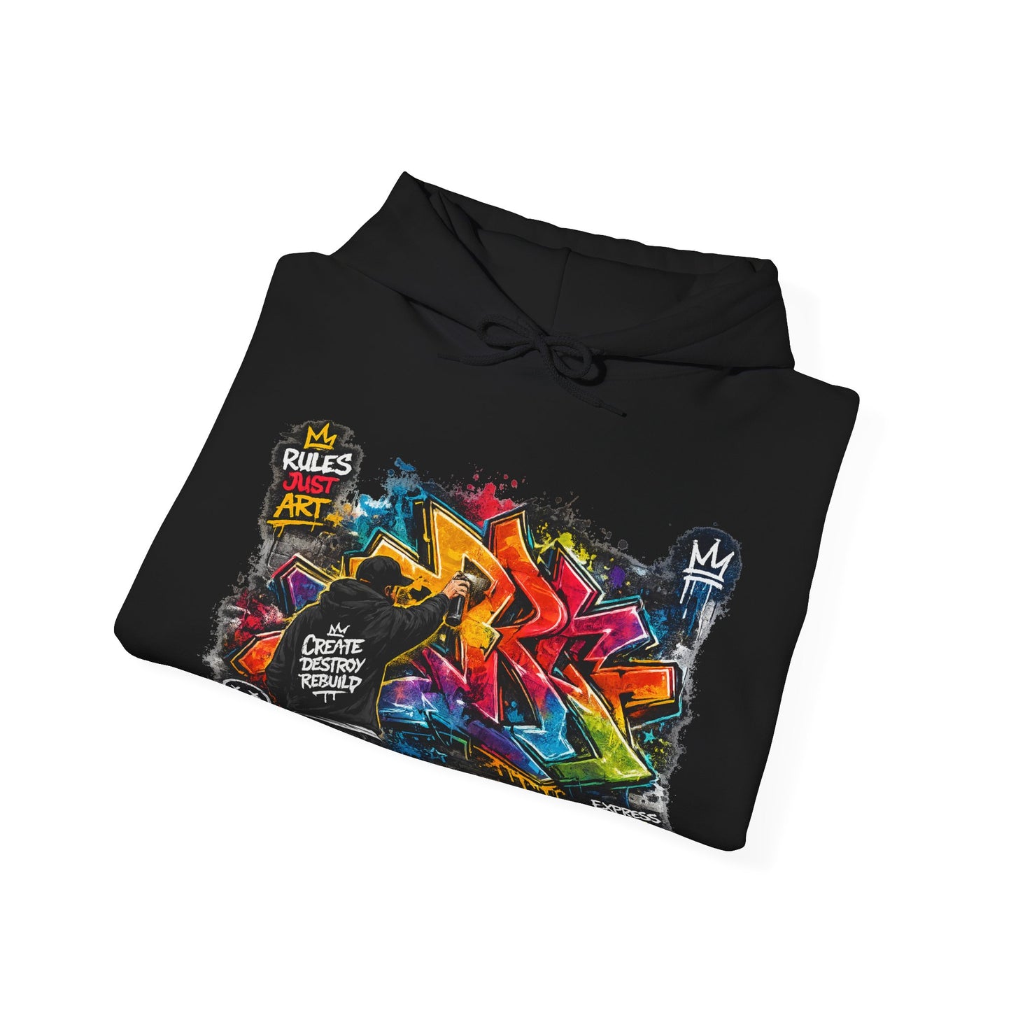Rebel Graffiti Graphic Hoodie – Y2K Skate-Core Pullover