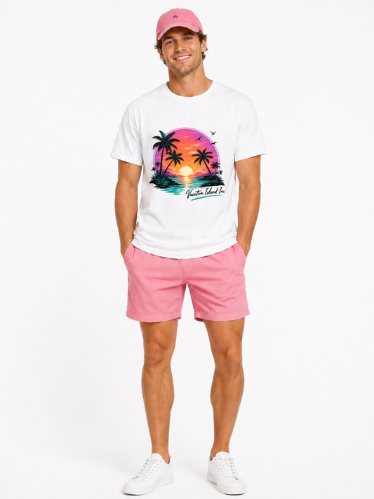 neon,colorful,yellow,white,black,teal,aqua,green,palm,trees,birds,sunset,unisex,Tees,Tee,water,vacation,summer,girls,women,men,boys