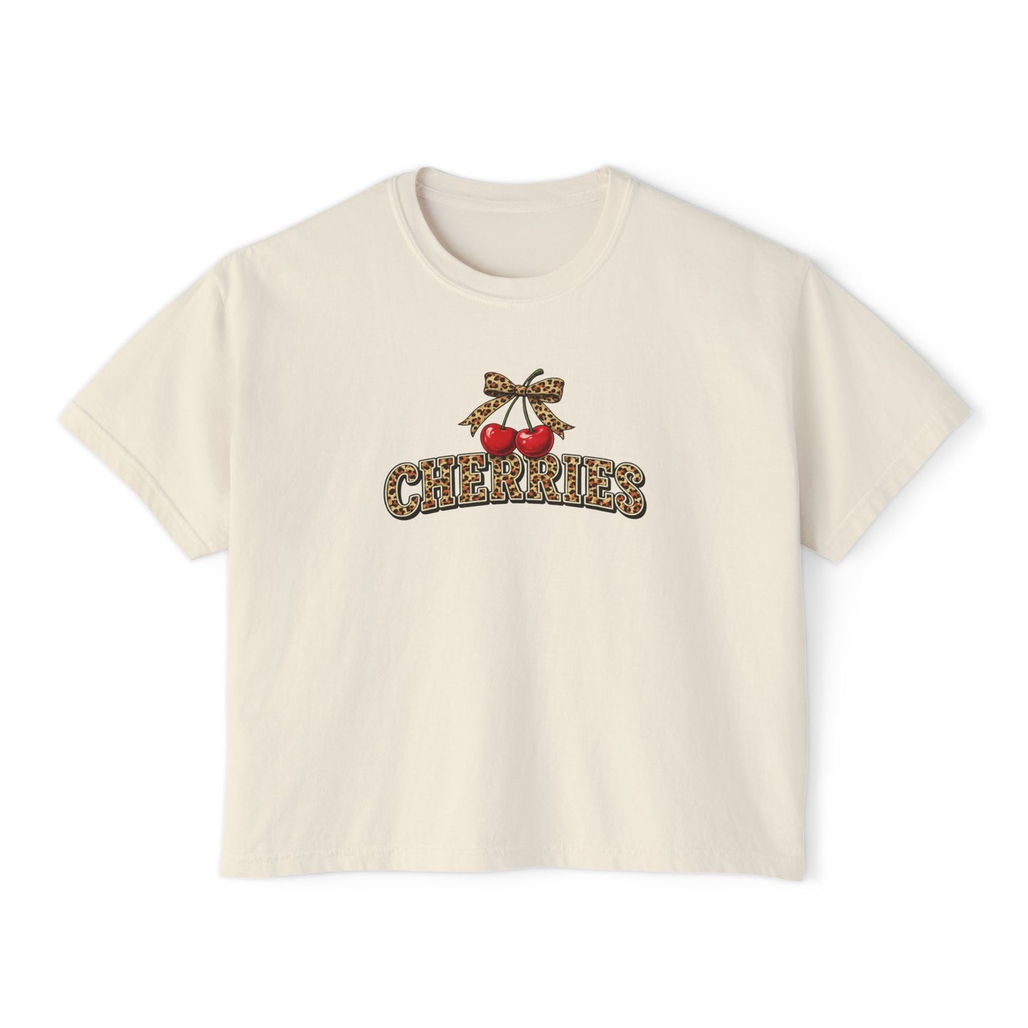 Cherries Boxy Typographic Tee – Minimalist Modern Lifestyle Shirt