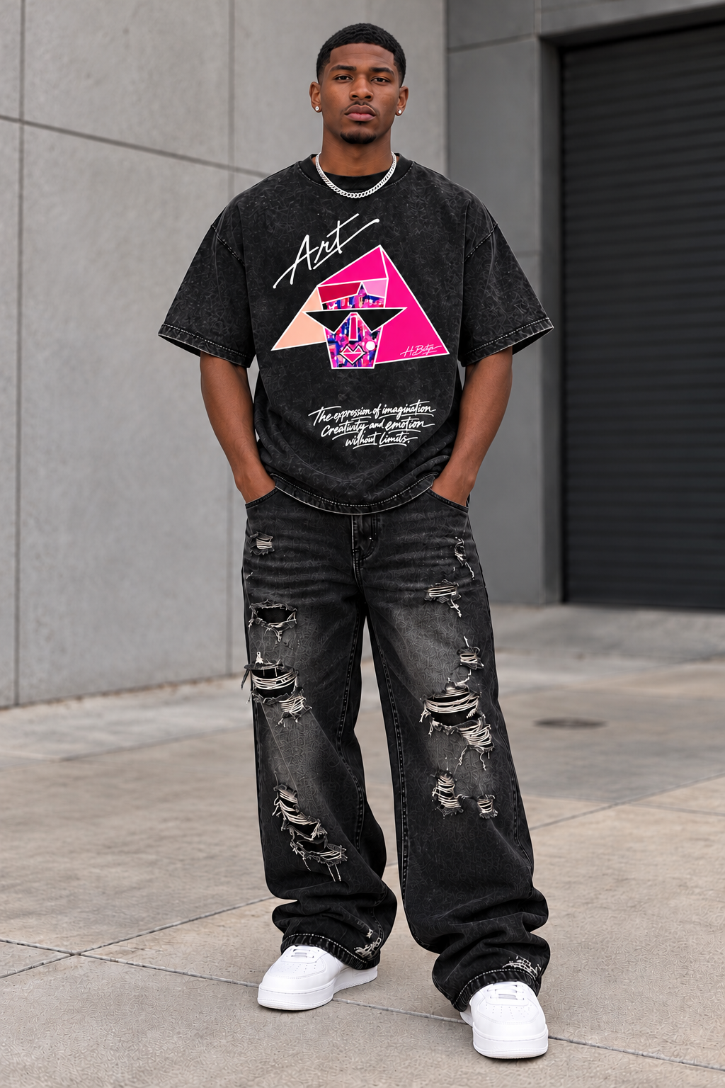 Cruella’s Canvas – The Art of Rebellion Snow Washed Oversized Tee- Original Art by Hadassah Batya