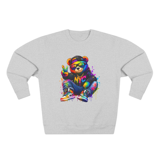 NYC Graffiti Bear Sweatshirt - Colorful Urban Graphic Crewneck
