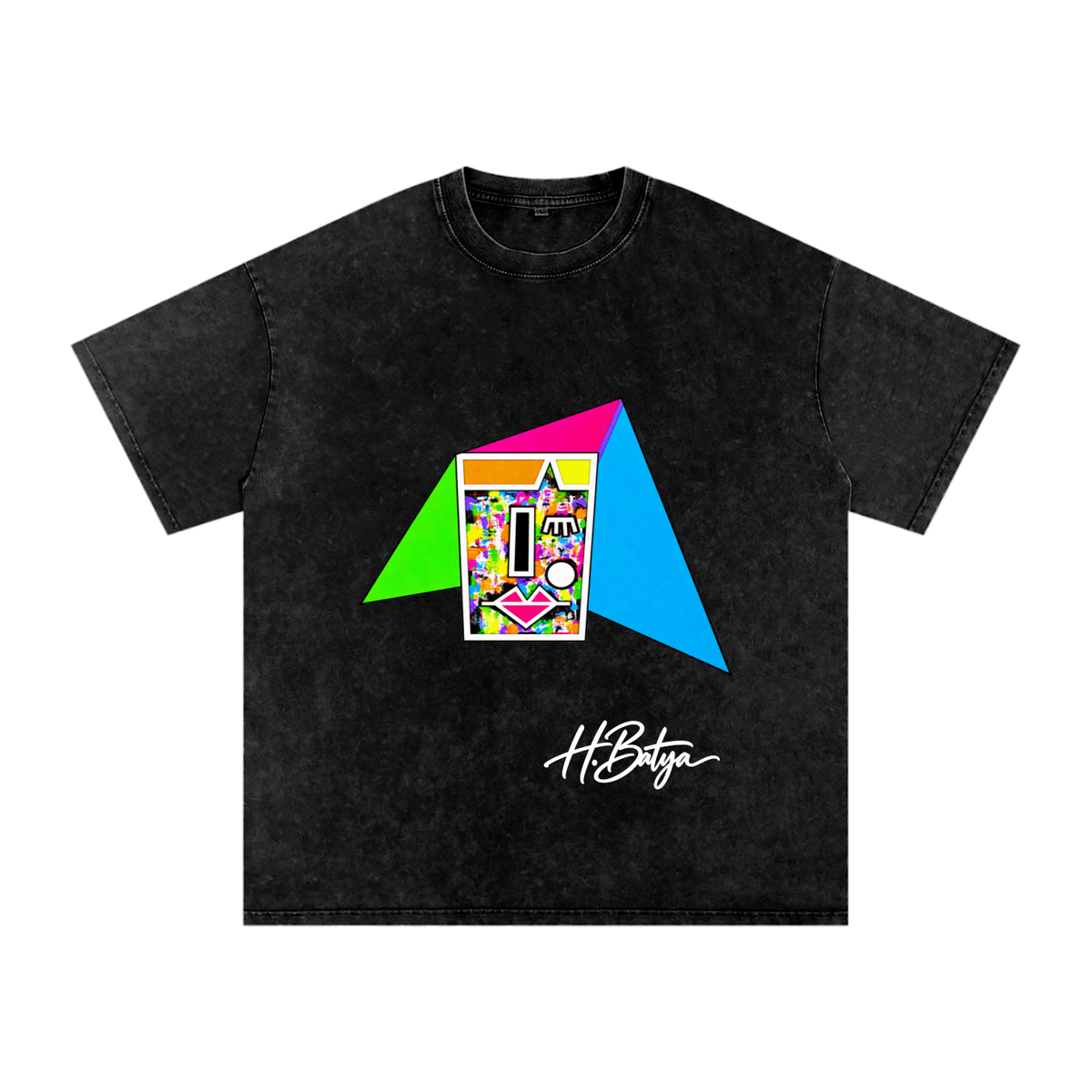 Neon Bob Abstract Expressions Snow Washed Oversized Tee- Original Art by Hadassah Batya