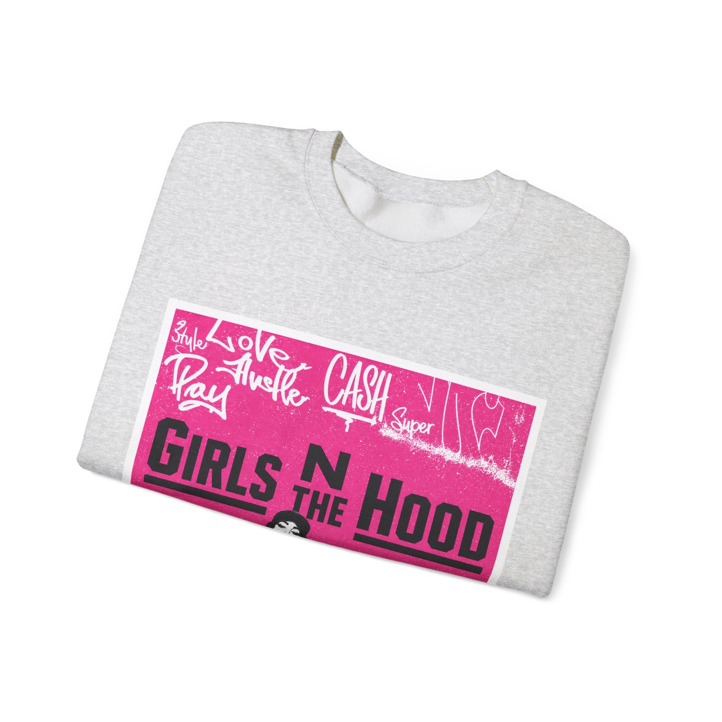 Girls N The Hood Graphic Crewneck – Retro Pink Streetwear Sweatshirt