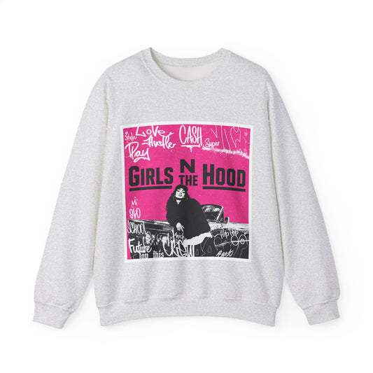 Girls N The Hood Graphic Crewneck – Retro Pink Streetwear Sweatshirt