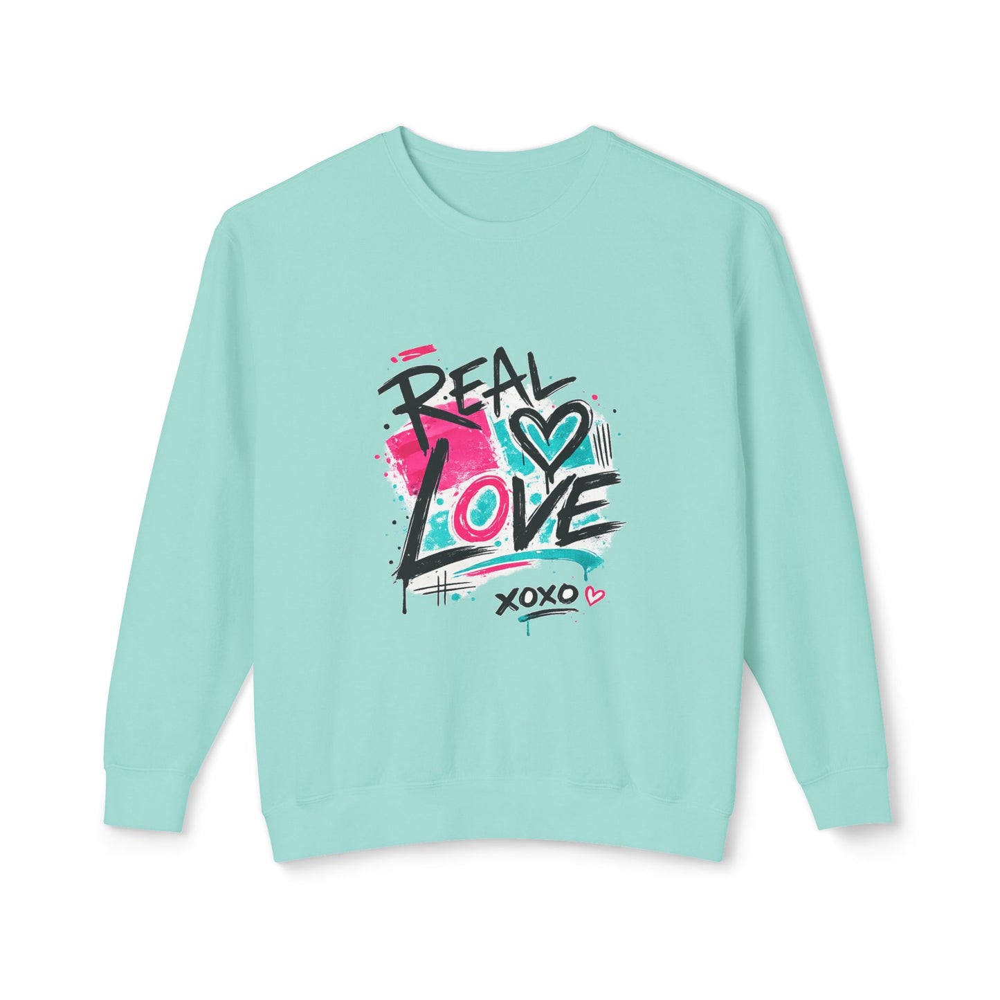 Real Love Graphic Sweatshirt - Minimalist Romantic Aesthetic Crewneck