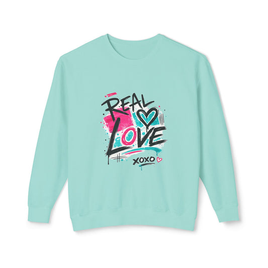 Real Love Graphic Sweatshirt - Minimalist Romantic Aesthetic Crewneck