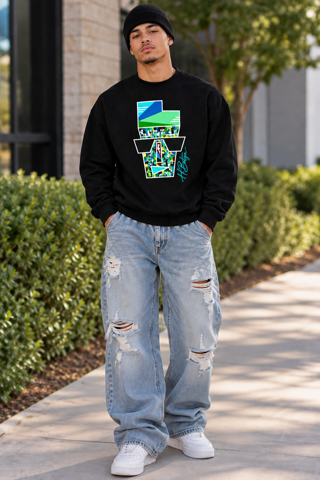 Hip Hop Hurray Urban Art  Sweatshirt- Original Art by Hadassah Batya