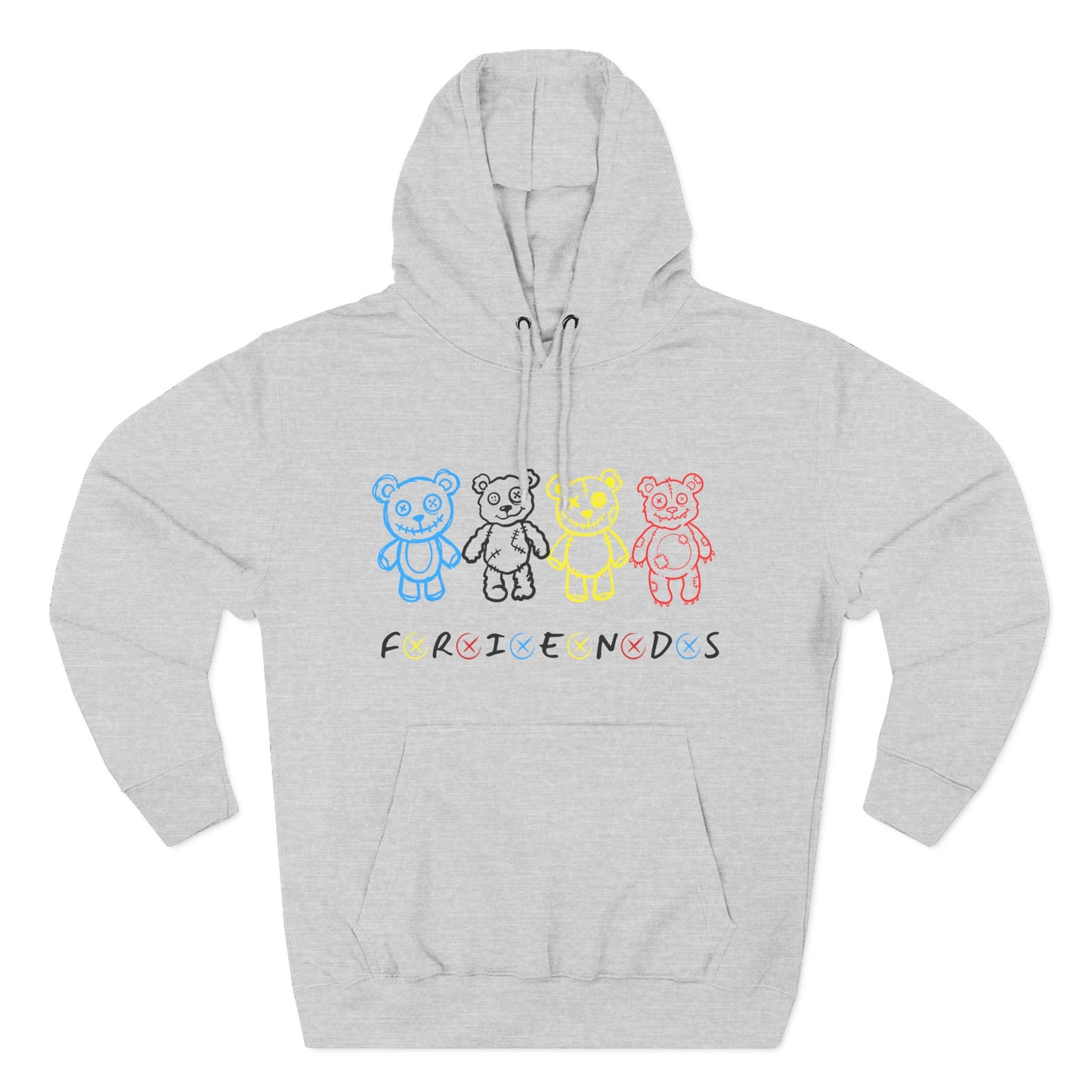 Four Bear Friends Streetwear Hoodie – Trendy Y2K Teddy Graphic Shirt