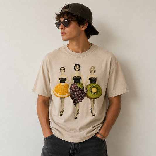 Tee,tees,fruit,ladies,unisex,purple,green,orange,black,youth,boxy,apricot