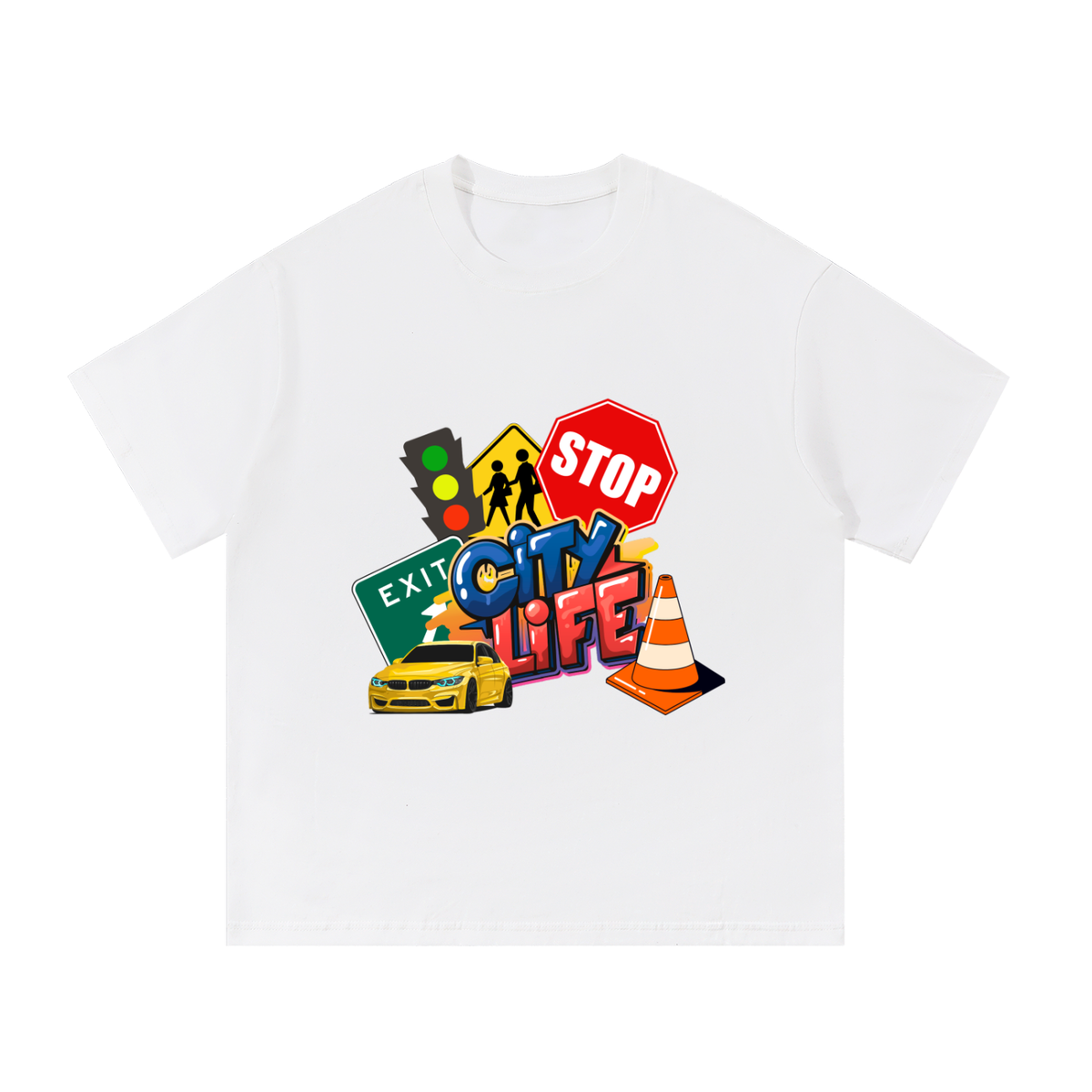 red,black,green,blue,orange,white,colorful,Tees,Tee,signs,car,cone,city,unisex,men,women,girls,boys,street
