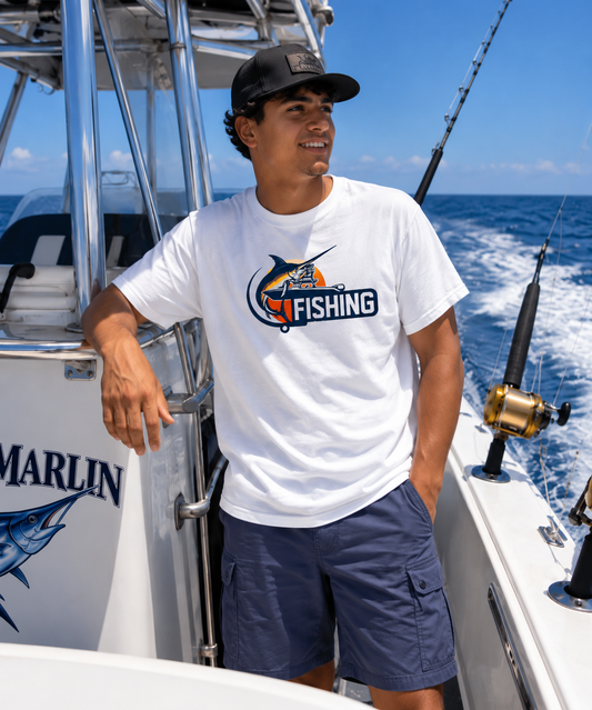 orange,yellow,white,blue,Tees,Tee,fishing,fish,angler,boat,sport,unisex,men,women,boys,girls