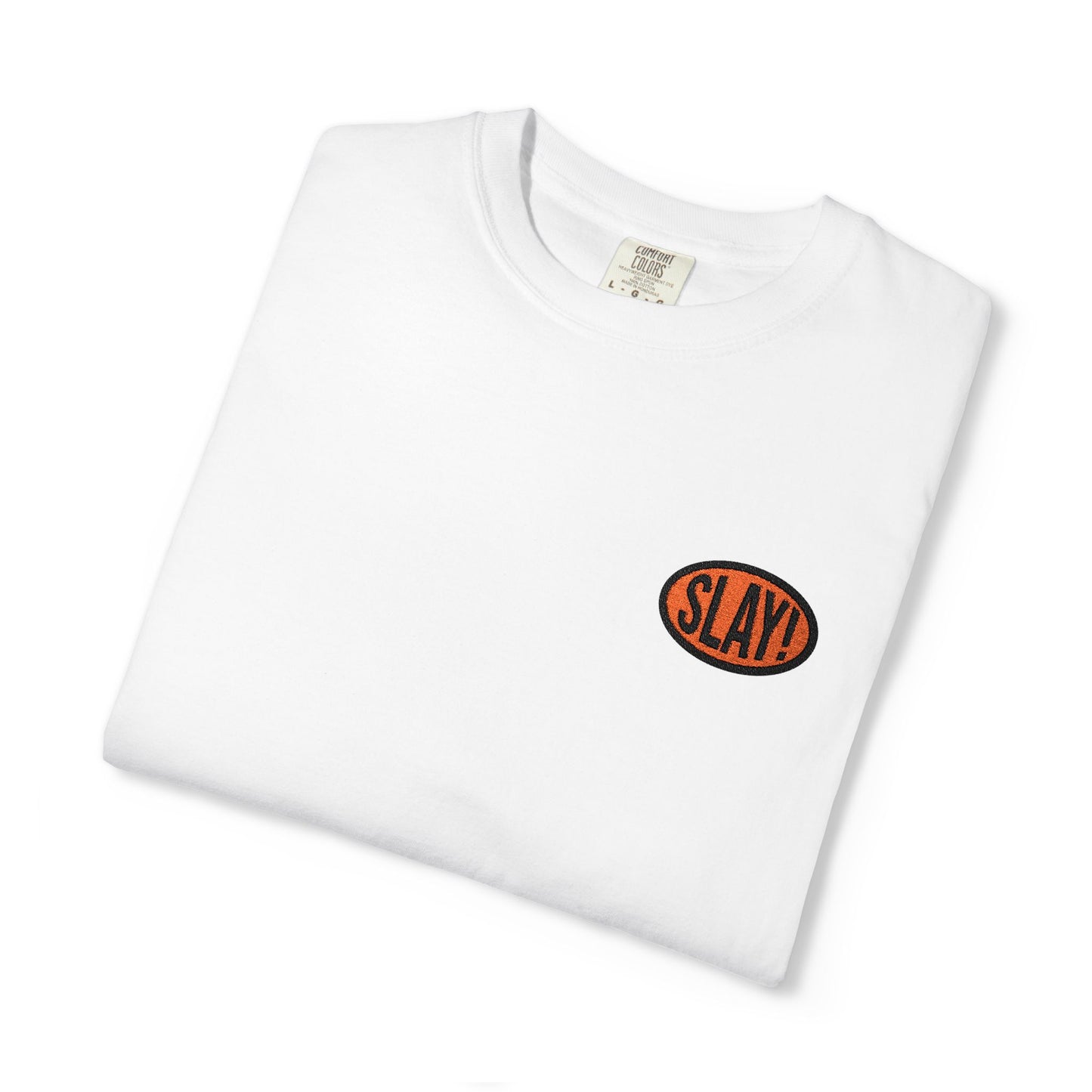 Slay Embroidered Athleisure Tee – Soft Comfort Gym & Lounge Shirt
