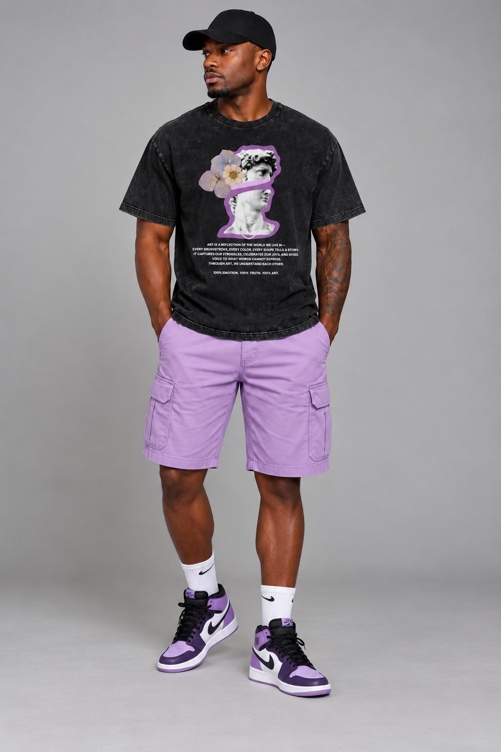 purple,art,black,vintage,white,tan,gray,lavender,unisex,men,women,boys,girls,Tees,Tee,statue,flowers