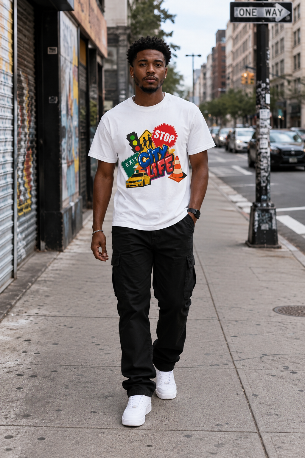 red,black,green,blue,orange,white,colorful,Tees,Tee,signs,car,cone,city,unisex,men,women,girls,boys,street