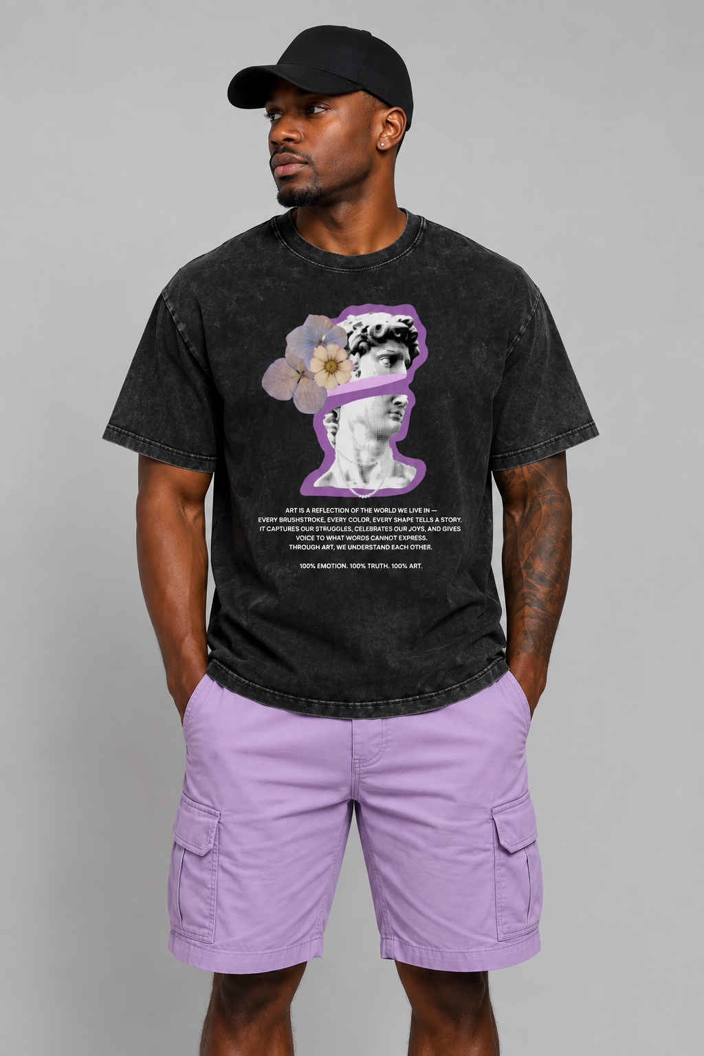 purple,art,black,vintage,white,tan,gray,lavender,unisex,men,women,boys,girls,Tees,Tee,statue,flowers