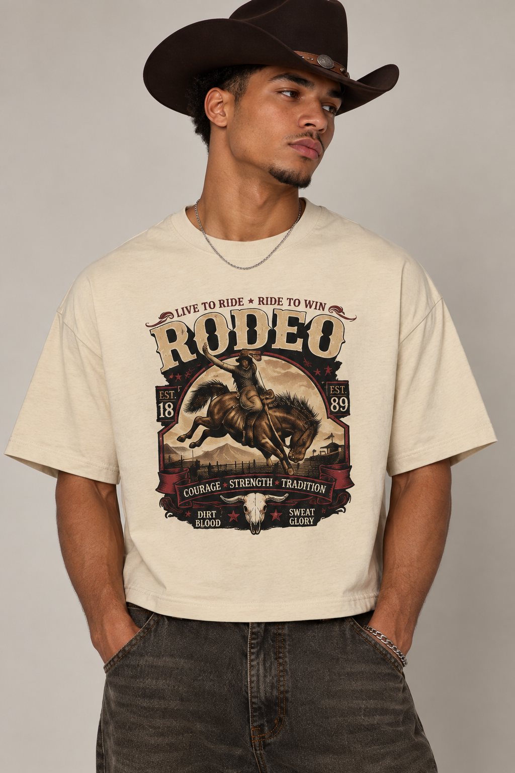 Tee,Tees,boxy,unisex,men,women,girls,boys,juniors,orange,rodeo,country,1889,horse,cowboy,red,tan,black,brown,apricot