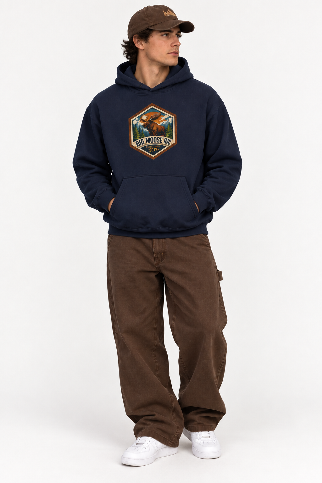 navy,blue,hoodie,hoodies,moose,orange,brown,sunset,mountains,outdoorsy,vinatge,streetwear,unisex,men,women,girls,boys,juniors,youth,camping