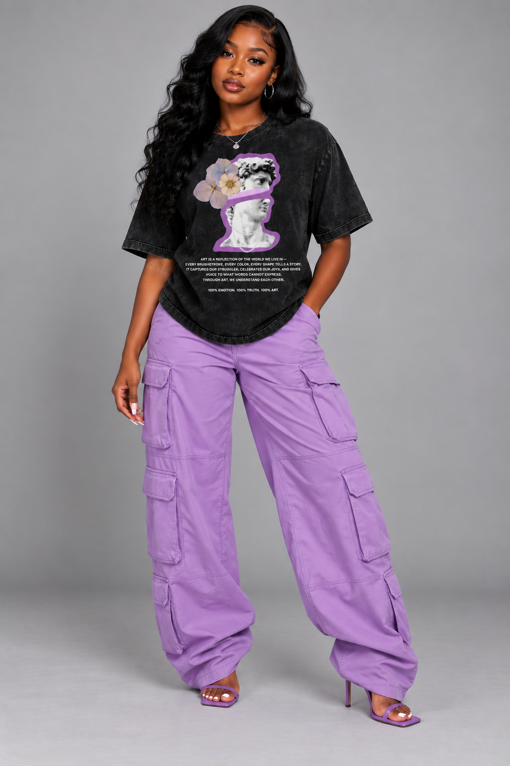 purple,art,black,vintage,white,tan,gray,lavender,unisex,men,women,boys,girls,Tees,Tee,statue,flowers